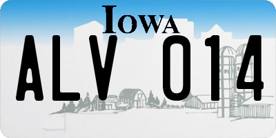 IA license plate ALV014