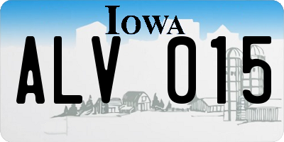 IA license plate ALV015
