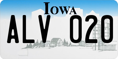 IA license plate ALV020