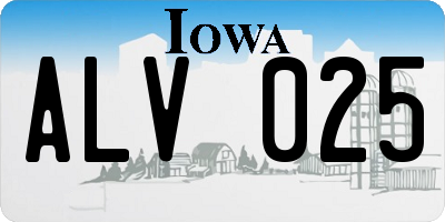 IA license plate ALV025