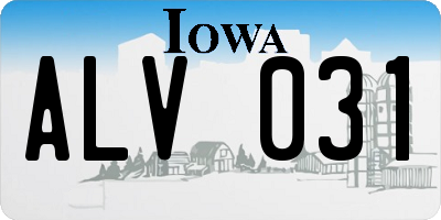 IA license plate ALV031