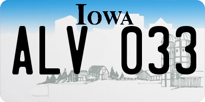 IA license plate ALV033