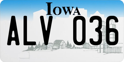IA license plate ALV036