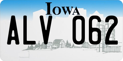IA license plate ALV062