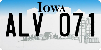 IA license plate ALV071
