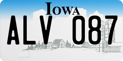 IA license plate ALV087