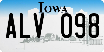 IA license plate ALV098