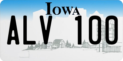 IA license plate ALV100