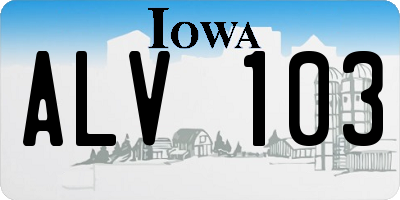 IA license plate ALV103