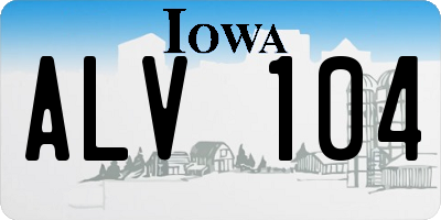 IA license plate ALV104