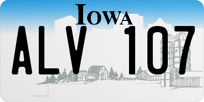IA license plate ALV107