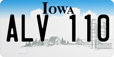 IA license plate ALV110