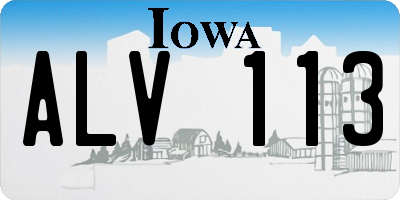 IA license plate ALV113