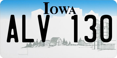 IA license plate ALV130