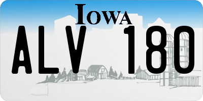 IA license plate ALV180