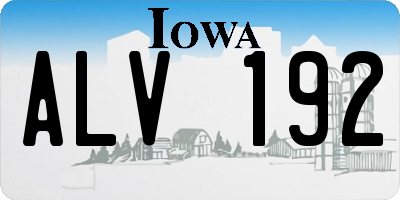 IA license plate ALV192