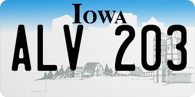 IA license plate ALV203