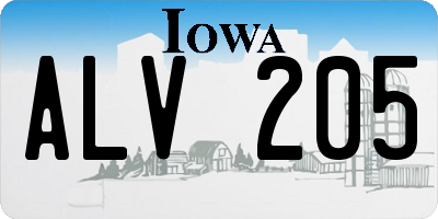 IA license plate ALV205