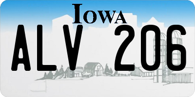 IA license plate ALV206