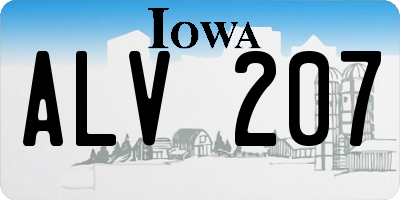 IA license plate ALV207