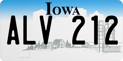 IA license plate ALV212
