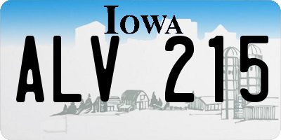 IA license plate ALV215