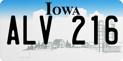IA license plate ALV216