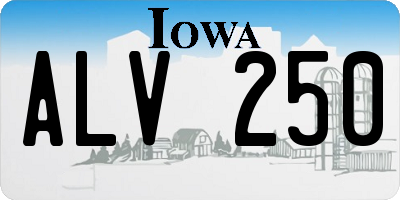 IA license plate ALV250