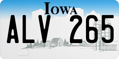 IA license plate ALV265