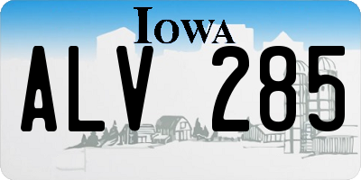 IA license plate ALV285