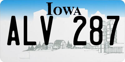 IA license plate ALV287