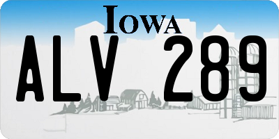 IA license plate ALV289