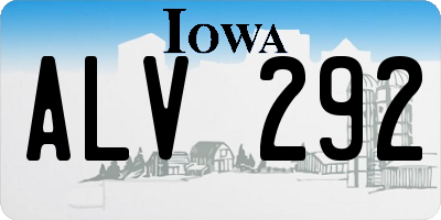 IA license plate ALV292