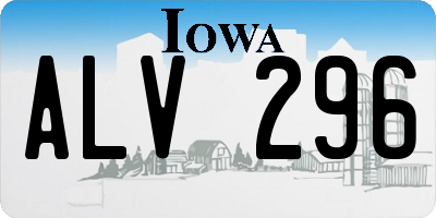 IA license plate ALV296