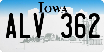 IA license plate ALV362