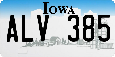 IA license plate ALV385