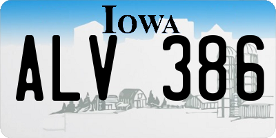 IA license plate ALV386