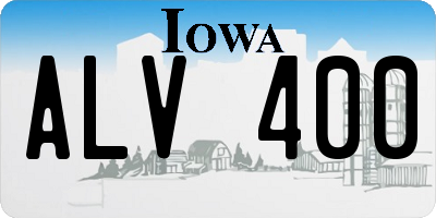 IA license plate ALV400