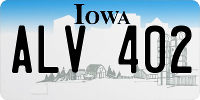 IA license plate ALV402