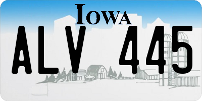 IA license plate ALV445