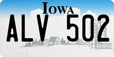 IA license plate ALV502