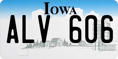 IA license plate ALV606