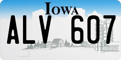 IA license plate ALV607