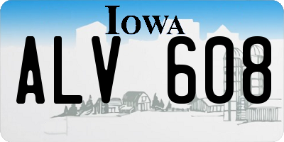 IA license plate ALV608