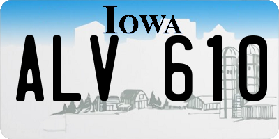 IA license plate ALV610