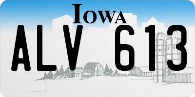 IA license plate ALV613