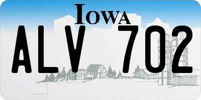 IA license plate ALV702