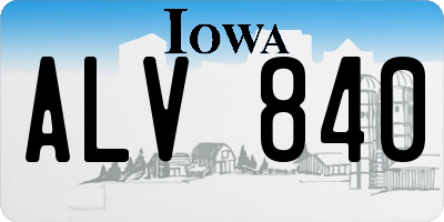 IA license plate ALV840