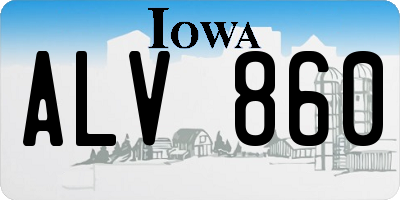 IA license plate ALV860