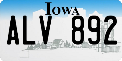 IA license plate ALV892
